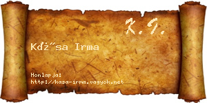 Kása Irma névjegykártya